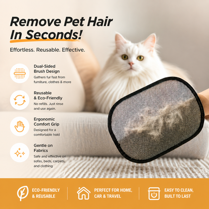 Reusable Pet Hair Remover Glove – Dual-Sided Lint Brush for Furniture, Clothes & Car
