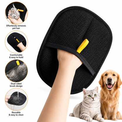 Reusable Pet Hair Remover Glove – Dual-Sided Lint Brush for Furniture, Clothes & Car