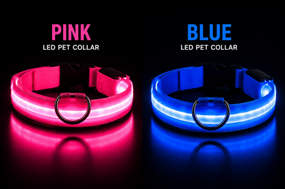 USB Rechargeable LED Dog Collar – Glow in the Dark Safety Collar for Night Walks