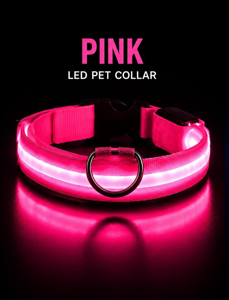 USB Rechargeable LED Dog Collar – Glow in the Dark Safety Collar for Night Walks