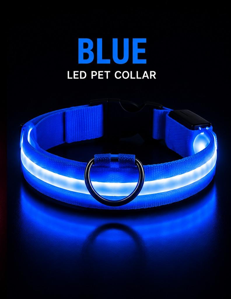 USB Rechargeable LED Dog Collar – Glow in the Dark Safety Collar for Night Walks